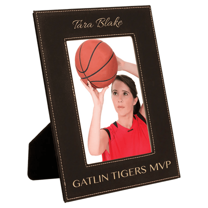 Leatherette Photo Frame 5" x 7" with Custom Etched Design - Smalltown Connetchin