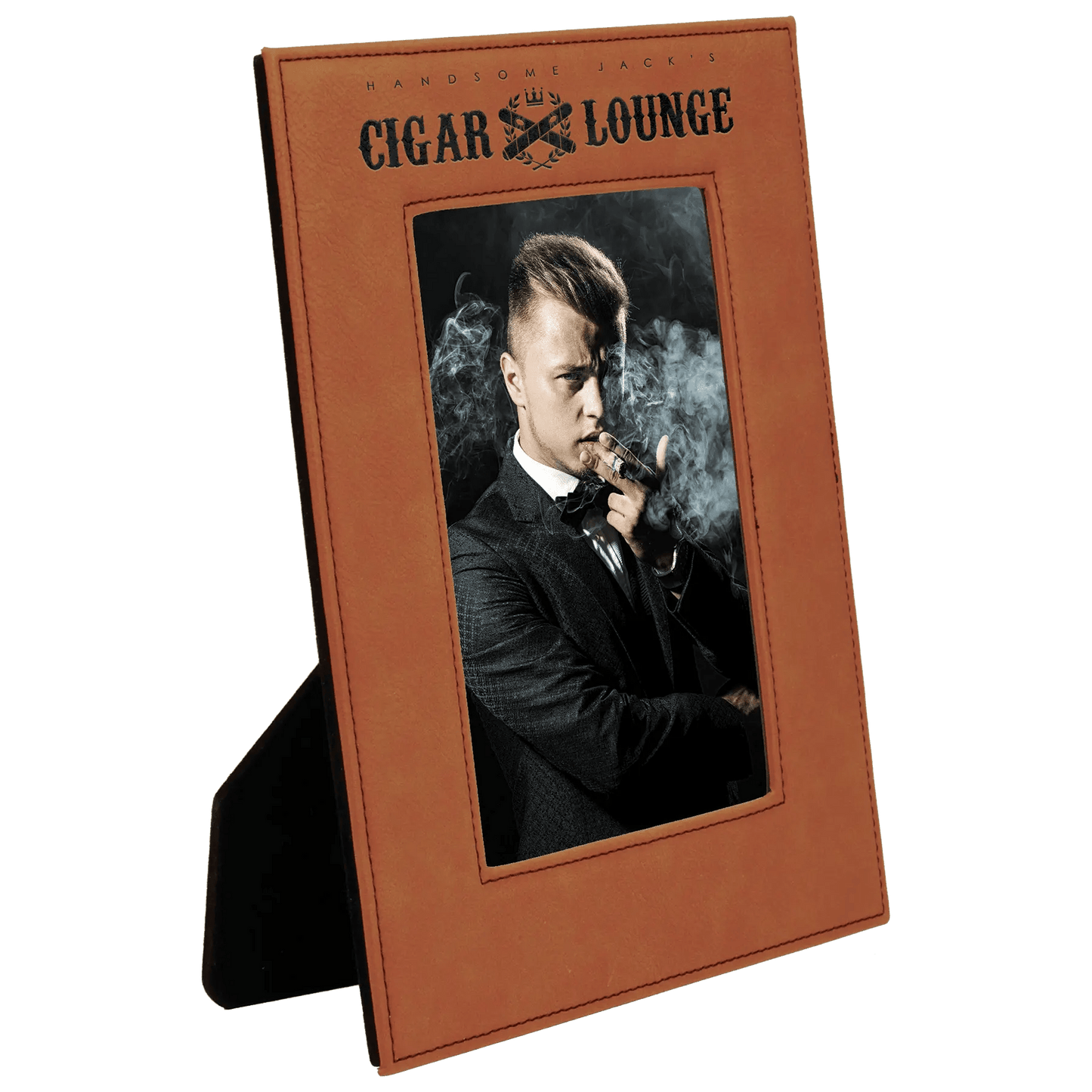 Leatherette Photo Frame 5" x 7" with Custom Etched Design - Smalltown Connetchin