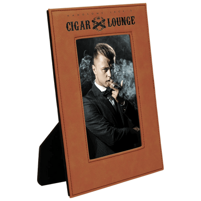 Leatherette Photo Frame 5" x 7" with Custom Etched Design - Smalltown Connetchin
