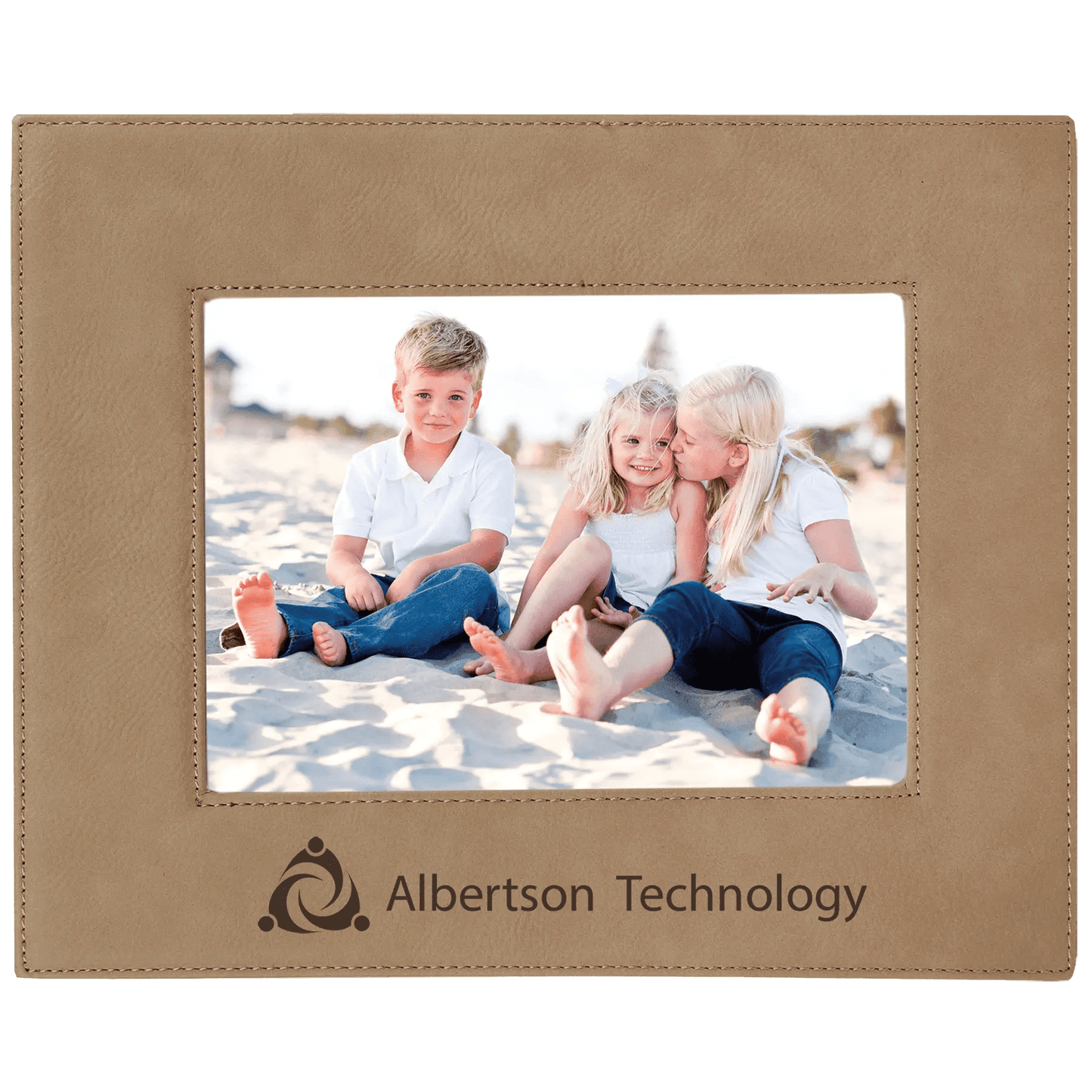 Leatherette Photo Frame 5" x 7" with Custom Etched Design - Smalltown Connetchin