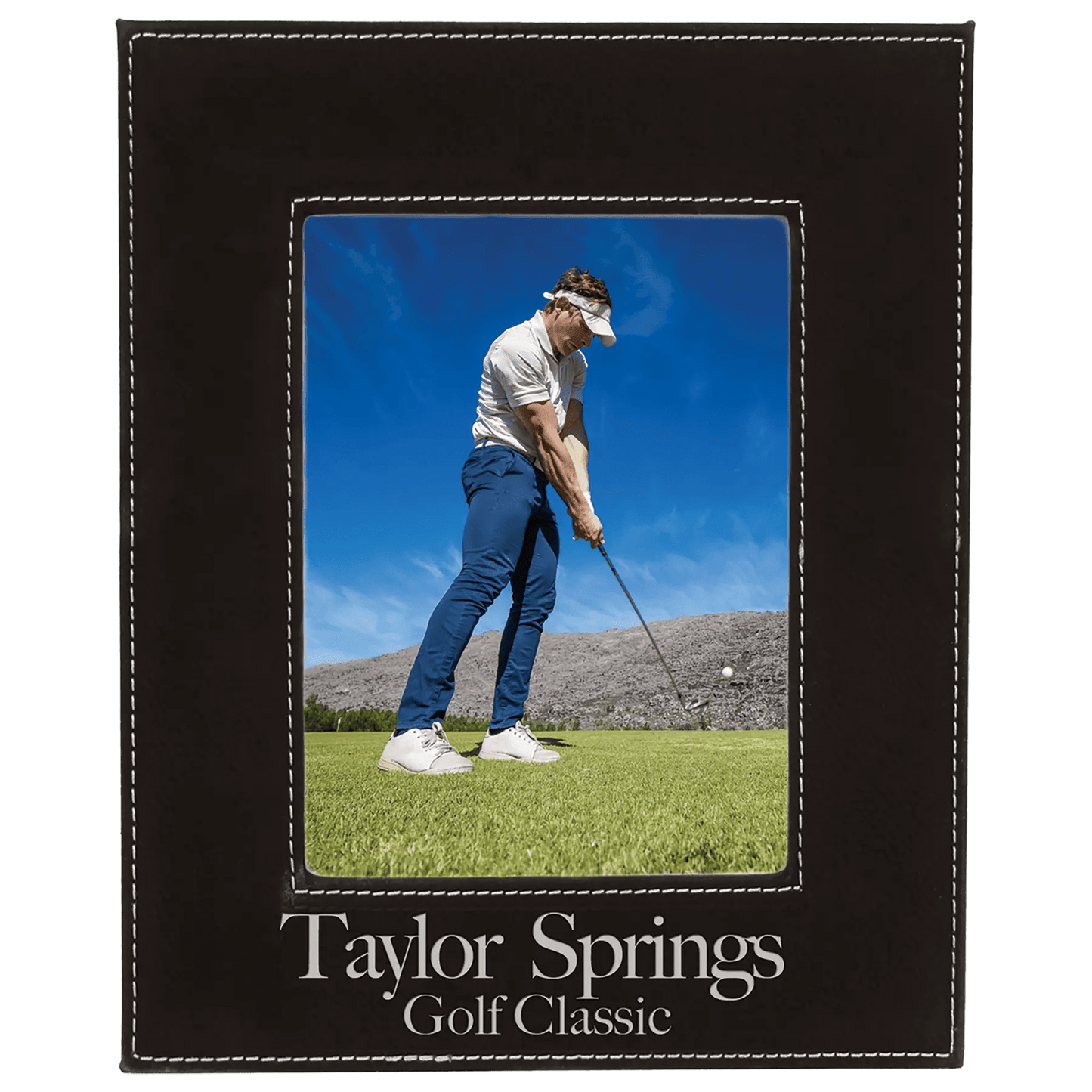 Leatherette Photo Frame 5" x 7" with Custom Etched Design - Smalltown Connetchin