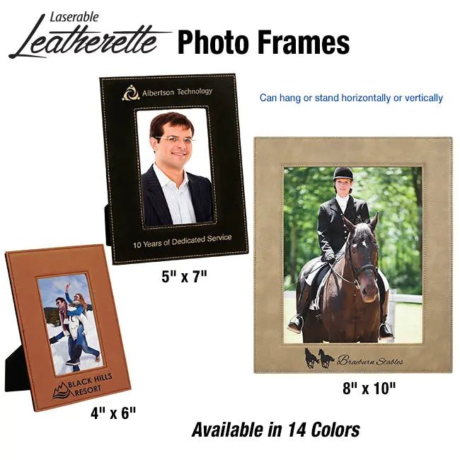 Leatherette Photo Frame 5" x 7" with Custom Etched Design - Smalltown Connetchin