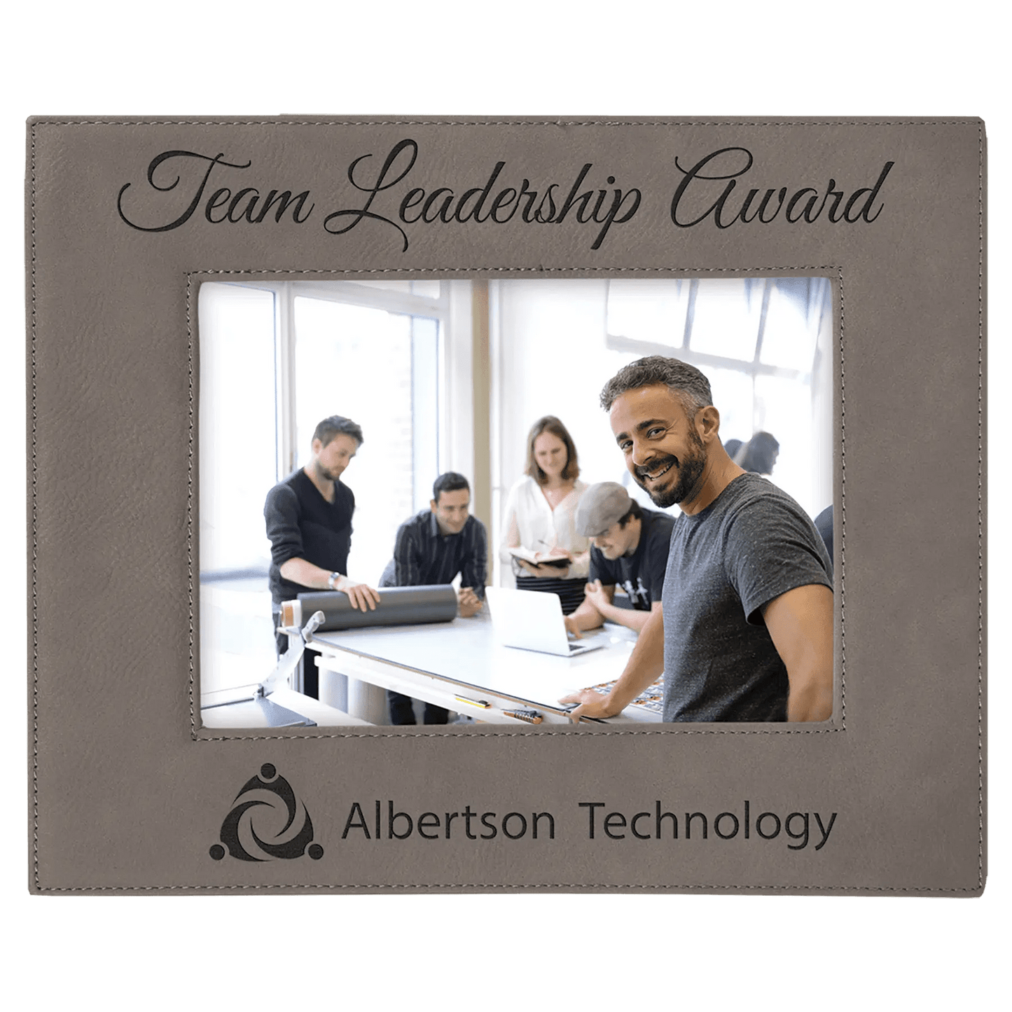 Leatherette Photo Frame 5" x 7" with Custom Etched Design - Smalltown Connetchin