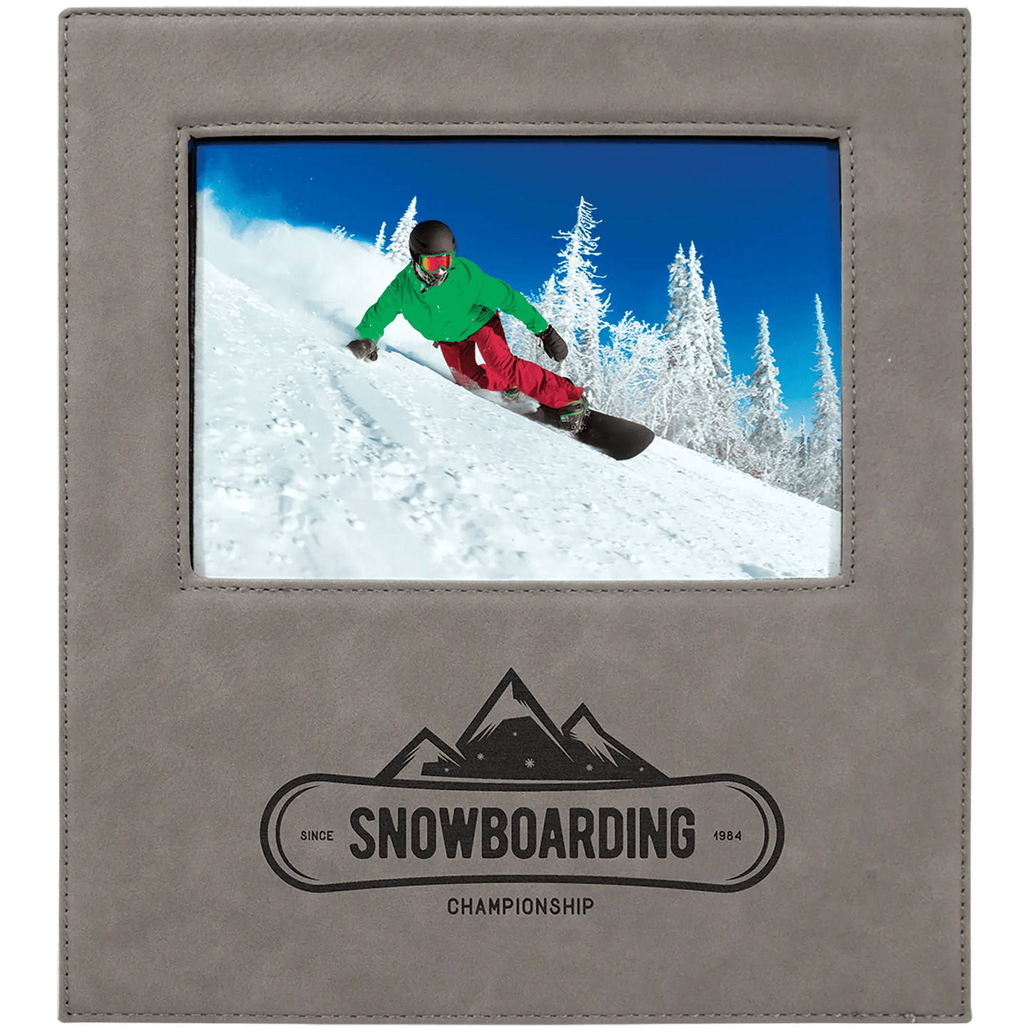 Leatherette Photo Frame 5" x 7" with Extended Custom Etch Design Area - Smalltown Connetchin