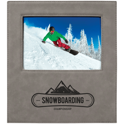 Leatherette Photo Frame 5" x 7" with Extended Custom Etch Design Area - Smalltown Connetchin