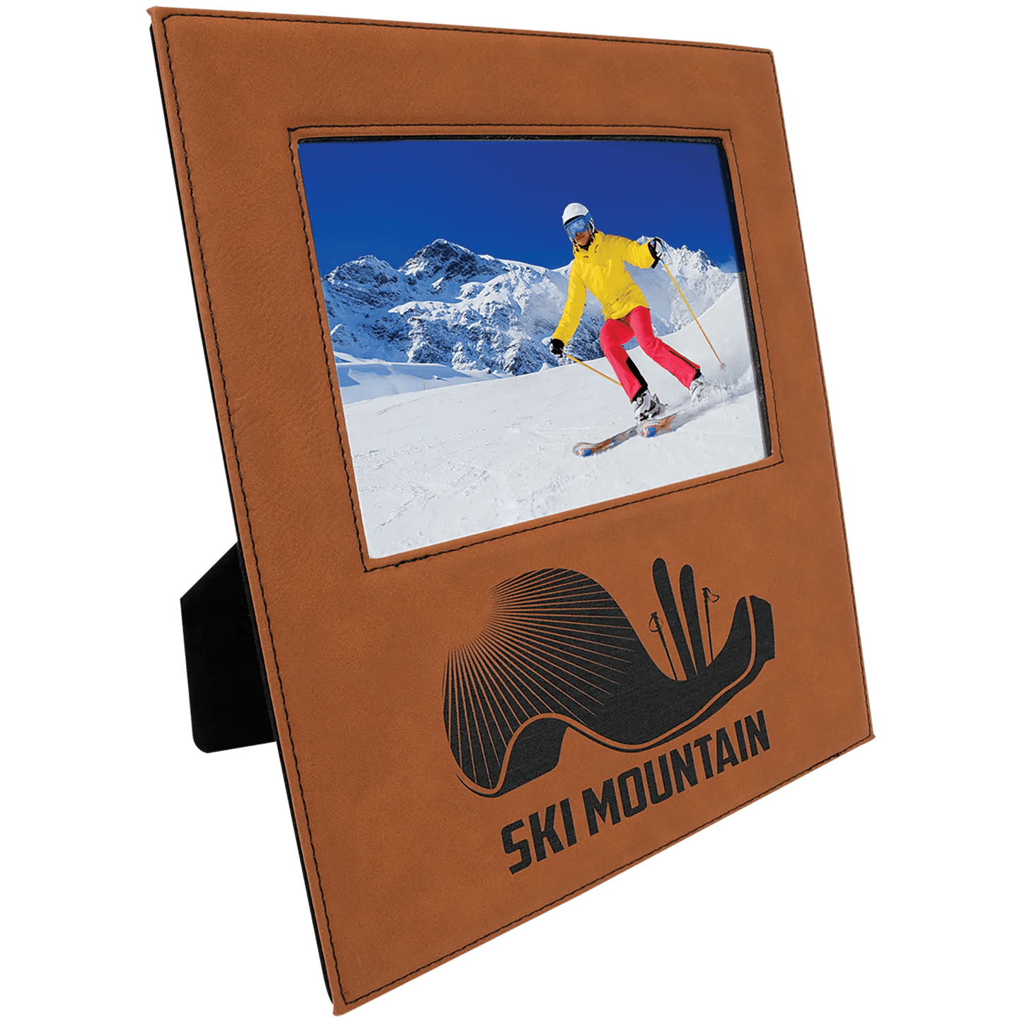 Leatherette Photo Frame 5" x 7" with Extended Custom Etch Design Area - Smalltown Connetchin