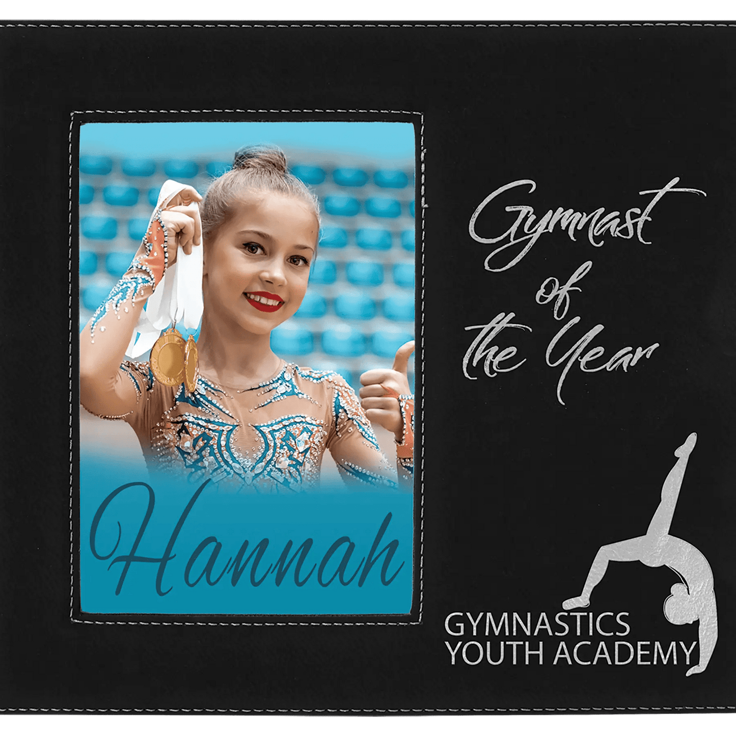 Leatherette Photo Frame 5" x 7" with Extended Custom Etch Design Area - Smalltown Connetchin