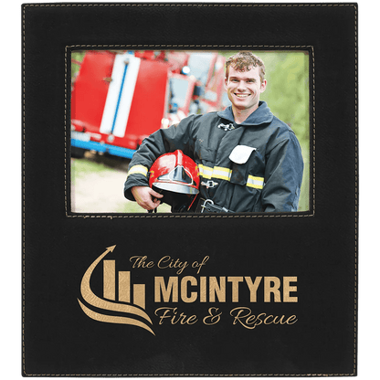 Leatherette Photo Frame 5" x 7" with Extended Custom Etch Design Area - Smalltown Connetchin