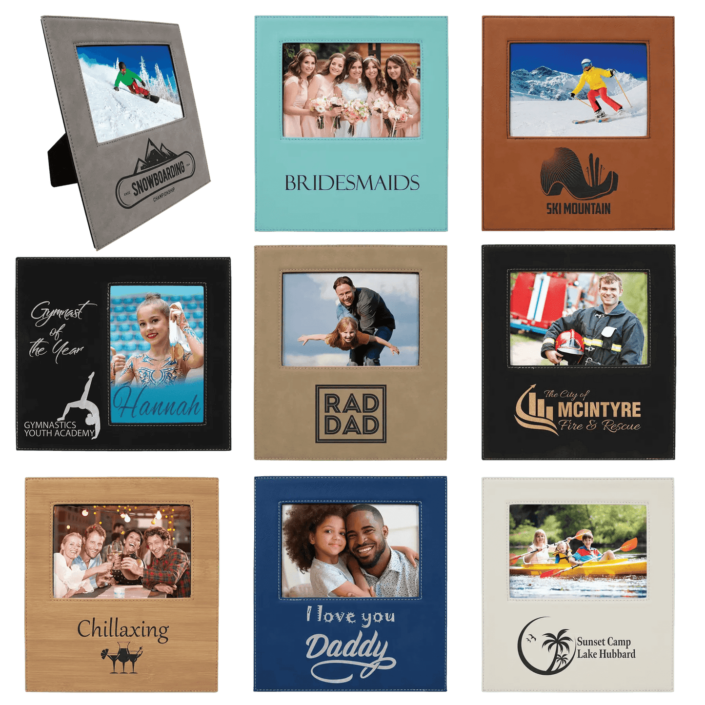 Leatherette Photo Frame 5" x 7" with Extended Custom Etch Design Area - Smalltown Connetchin