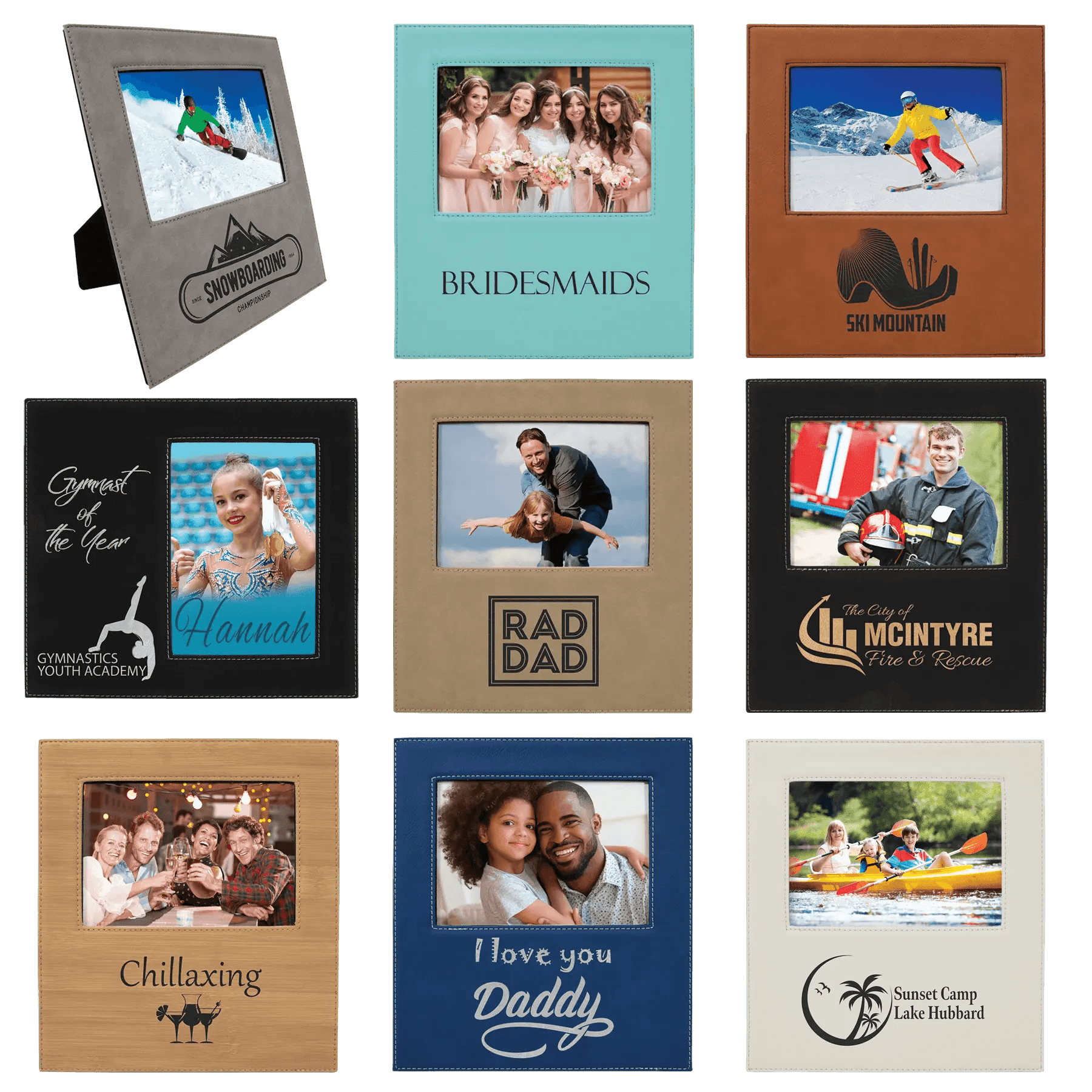 Leatherette Photo Frame 5" x 7" with Extended Custom Etch Design Area - Smalltown Connetchin