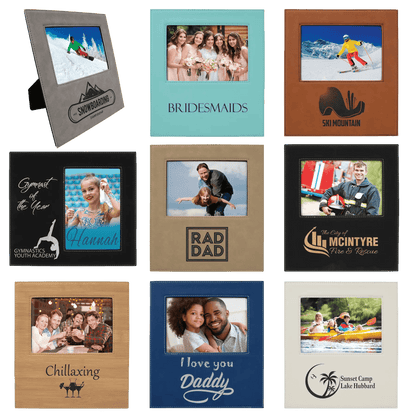 Leatherette Photo Frame 5" x 7" with Extended Custom Etch Design Area - Smalltown Connetchin