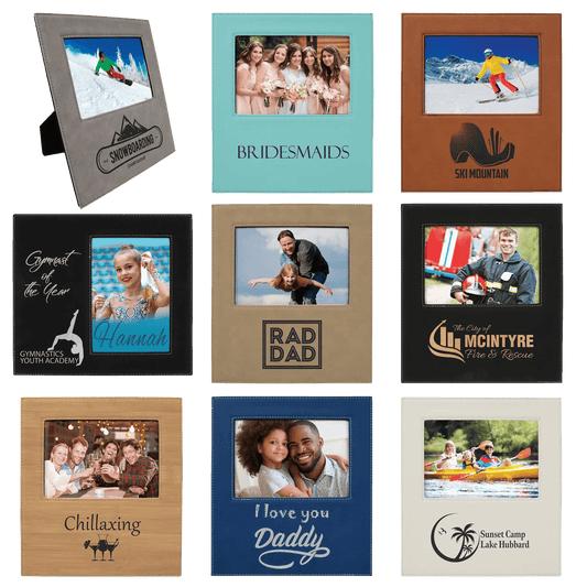 Leatherette Photo Frame 5" x 7" with Extended Custom Etch Design Area - Smalltown Connetchin