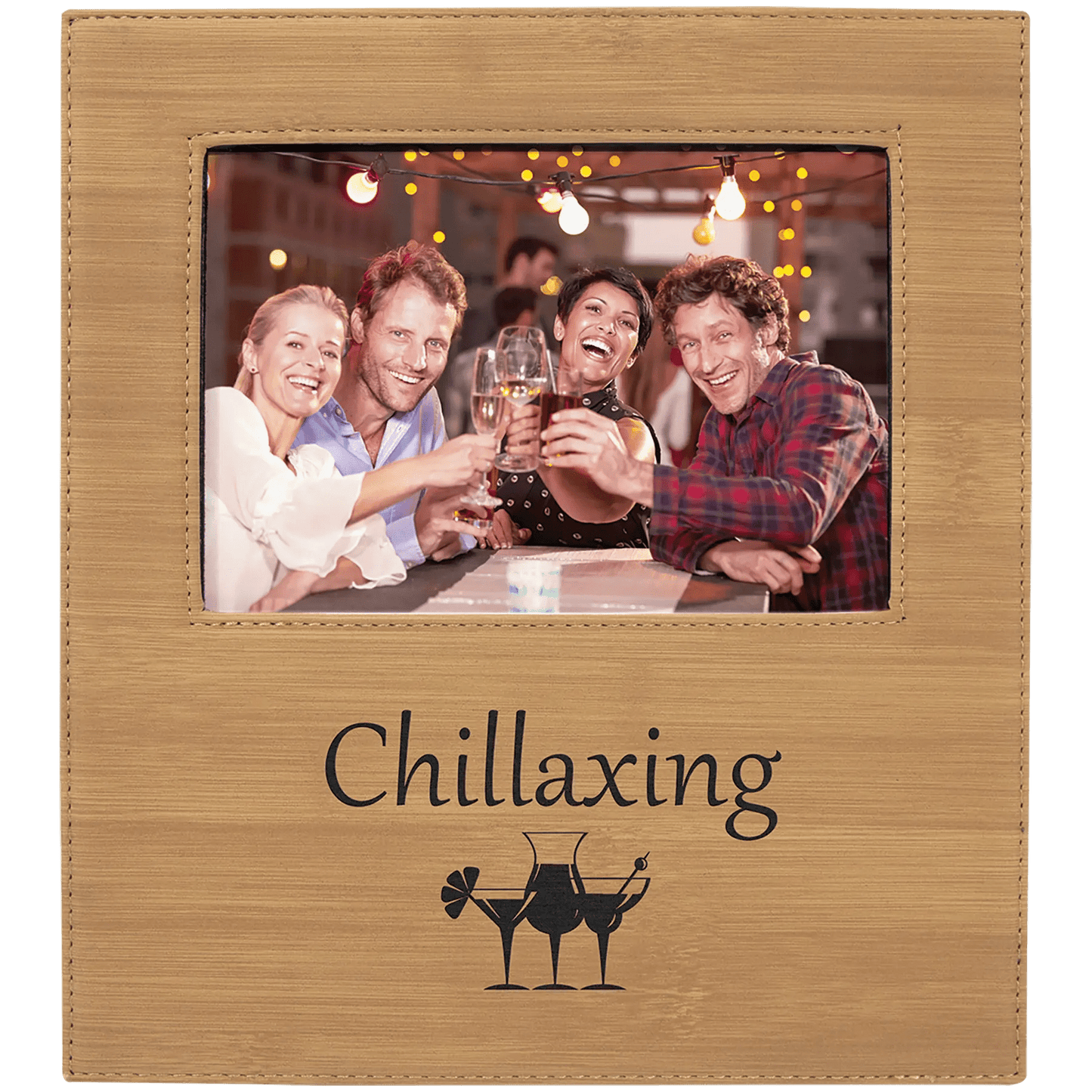 Leatherette Photo Frame 5" x 7" with Extended Custom Etch Design Area - Smalltown Connetchin