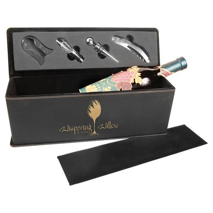 Leatherette Single Wine Gift Box with Tools - Personalized - Smalltown Connetchin