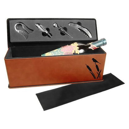 Leatherette Single Wine Gift Box with Tools - Personalized - Smalltown Connetchin