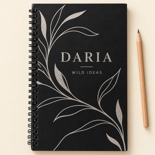 Personalized LazerBurst Spiral Notebook | 5.5" x 8.5" — Black — optimized product photo