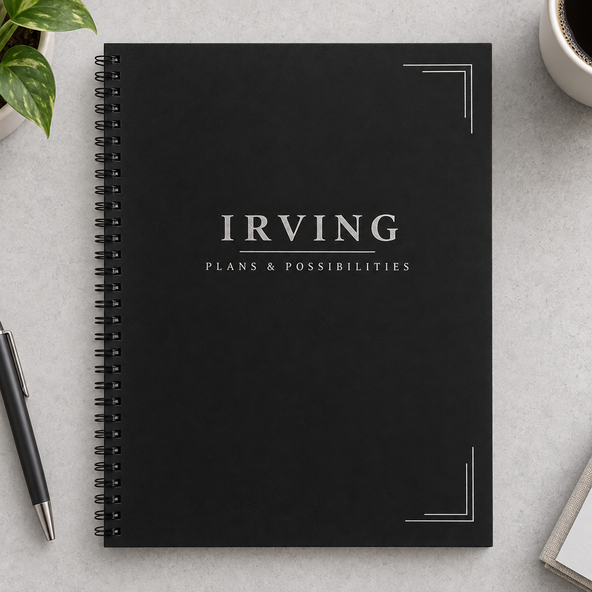 Personalized LazerBurst Spiral Notebook | Engraves to Silver — Black — optimized product photo