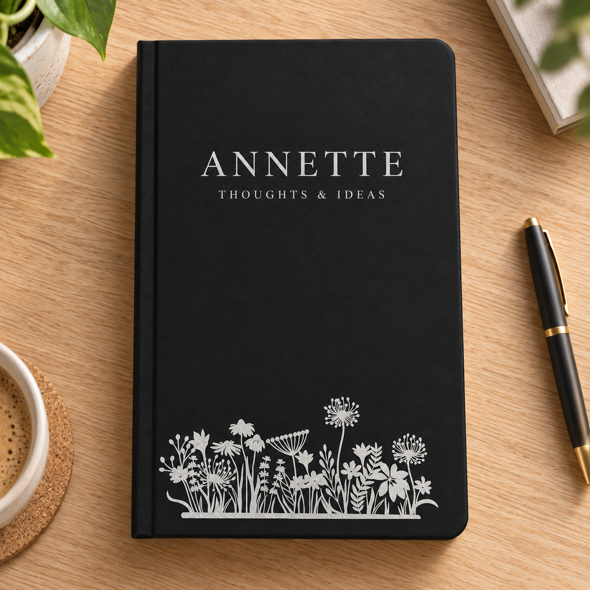 Personalized LazerBurst Journal | Engraves to Silver — Black — optimized product photo