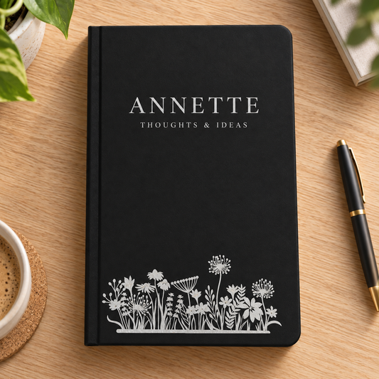 Personalized LazerBurst Journal | Engraves to Silver — Black — optimized product photo