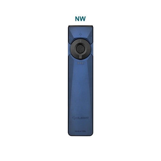 Navy Blue Olight Arkfeld Ultra flashlight with neutral white light configuration