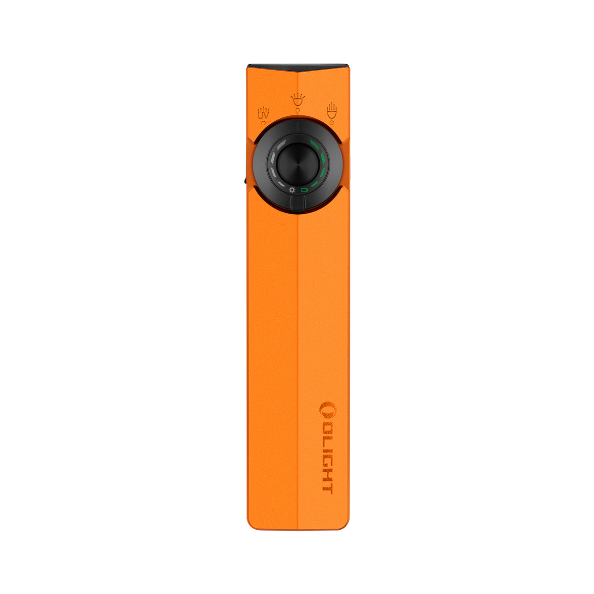 Orange Olight ArkPro flashlight with cool white light configuration