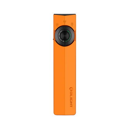 Orange Olight ArkPro flashlight with cool white light configuration