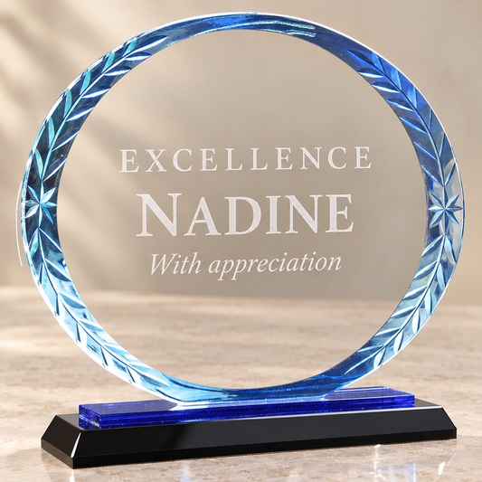 Oval Accent Glass Award | Personalized Recognition Award personalized engraving sample