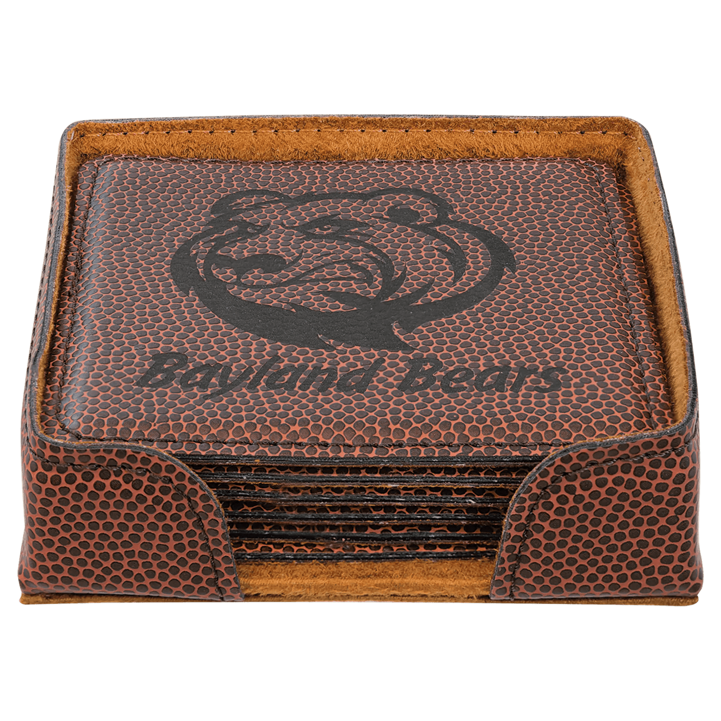 Personalized 4" Inch Leatherette Coaster Set - Smalltown Connetchin