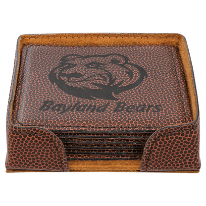 Personalized 4" Inch Leatherette Coaster Set - Smalltown Connetchin