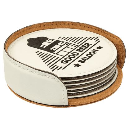 Coaster Set - Leatherette 4" Inch