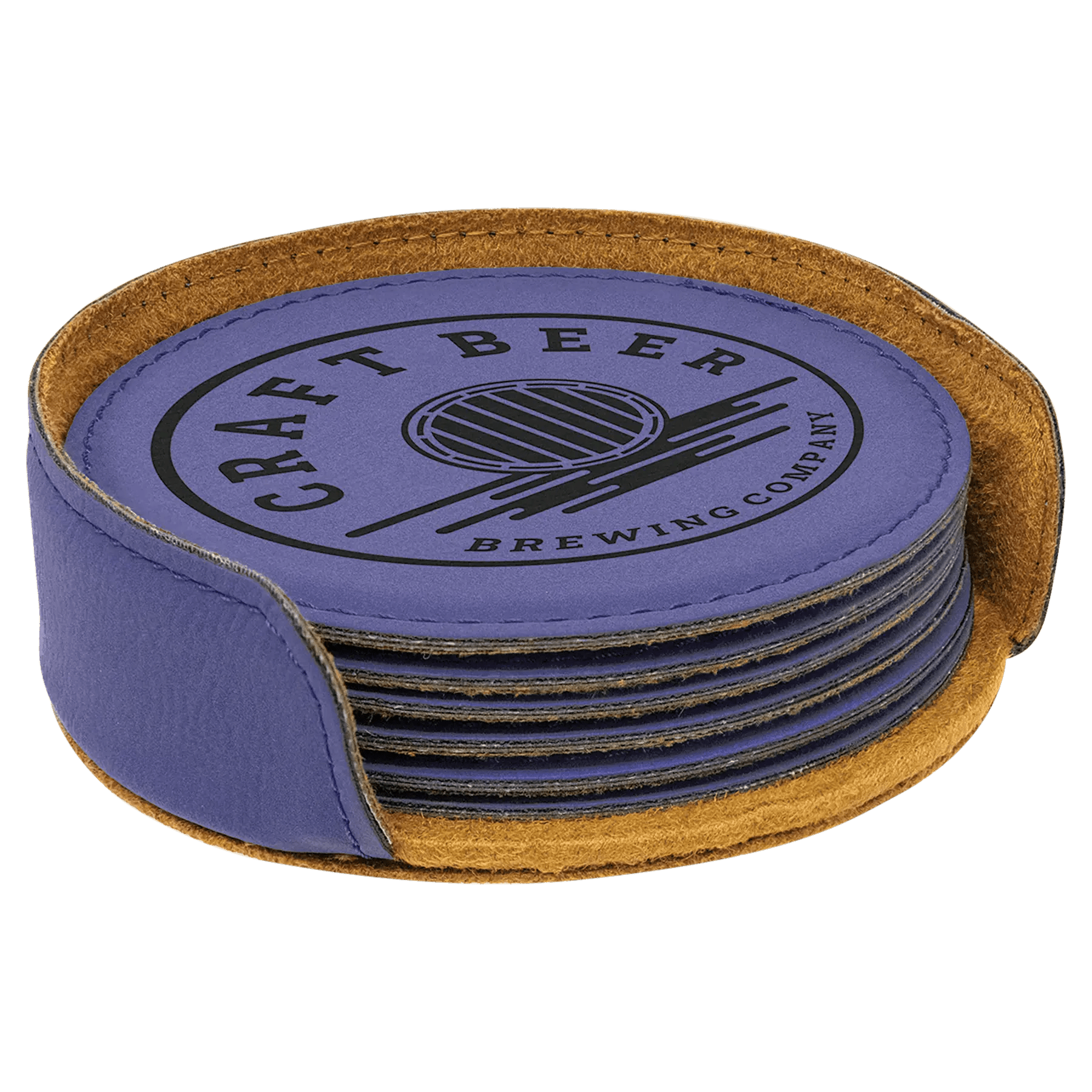 Personalized 4" Inch Leatherette Coaster Set - Smalltown Connetchin