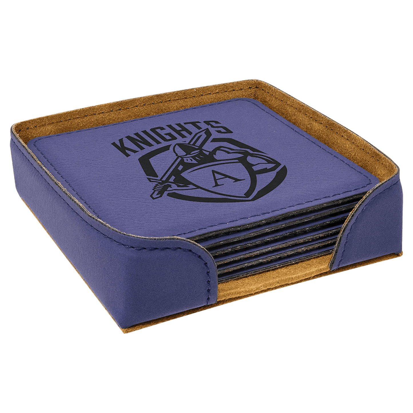 Personalized 4" Inch Leatherette Coaster Set - Smalltown Connetchin