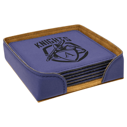 Coaster Set - Leatherette 4" Inch