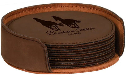 Personalized 4" Inch Leatherette Coaster Set - Smalltown Connetchin