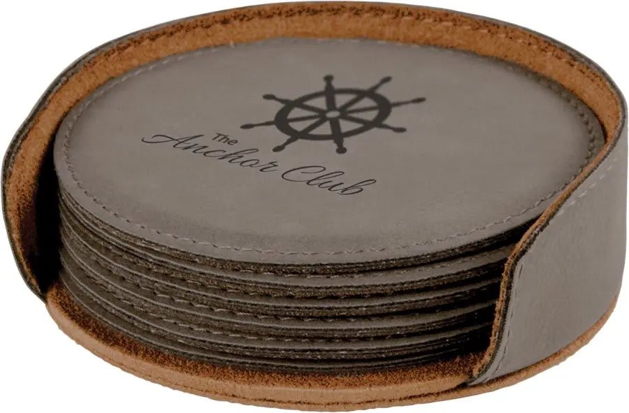 Personalized 4" Inch Leatherette Coaster Set - Smalltown Connetchin