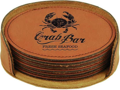 Personalized 4" Inch Leatherette Coaster Set - Smalltown Connetchin