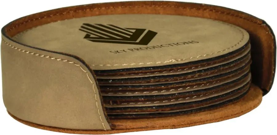 Personalized 4" Inch Leatherette Coaster Set - Smalltown Connetchin