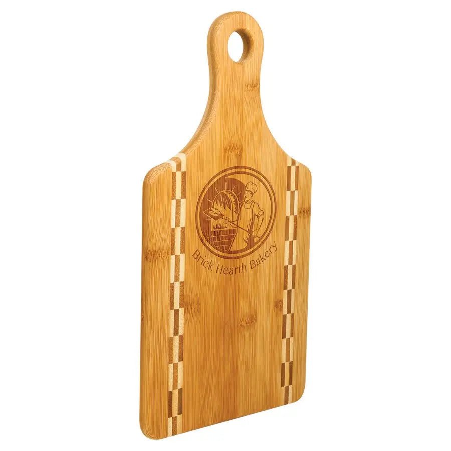 Personalized Bamboo Cutting Board with Butcher Block Inlay - Smalltown Connetchin