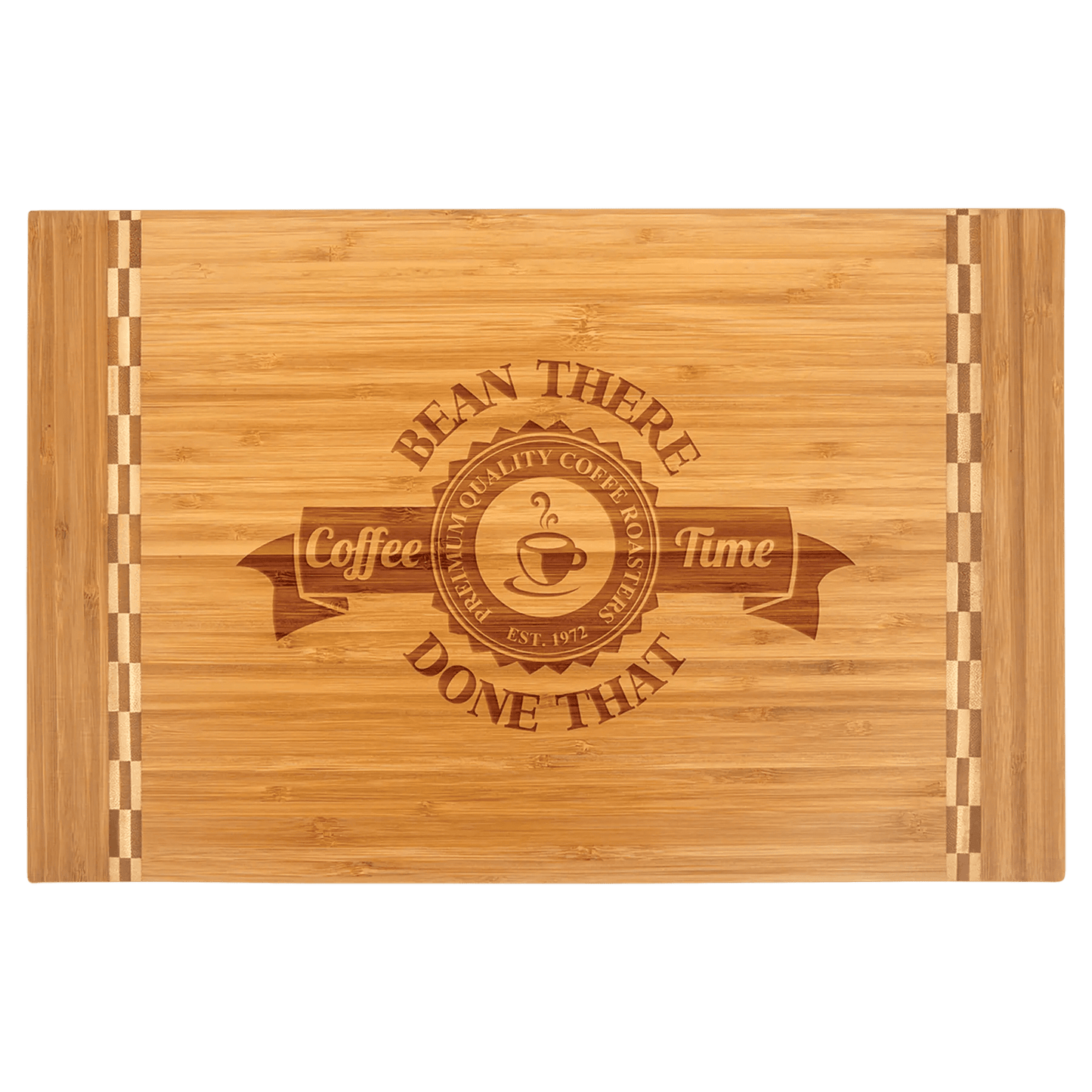 Personalized Bamboo Cutting Board with Butcher Block Inlay - Smalltown Connetchin