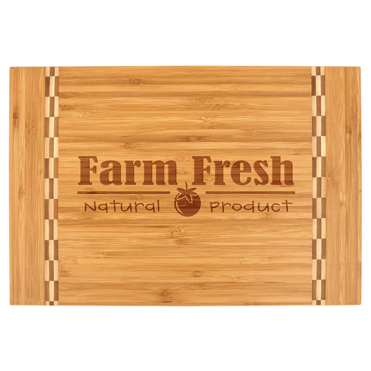 Personalized Bamboo Cutting Board with Butcher Block Inlay - Smalltown Connetchin
