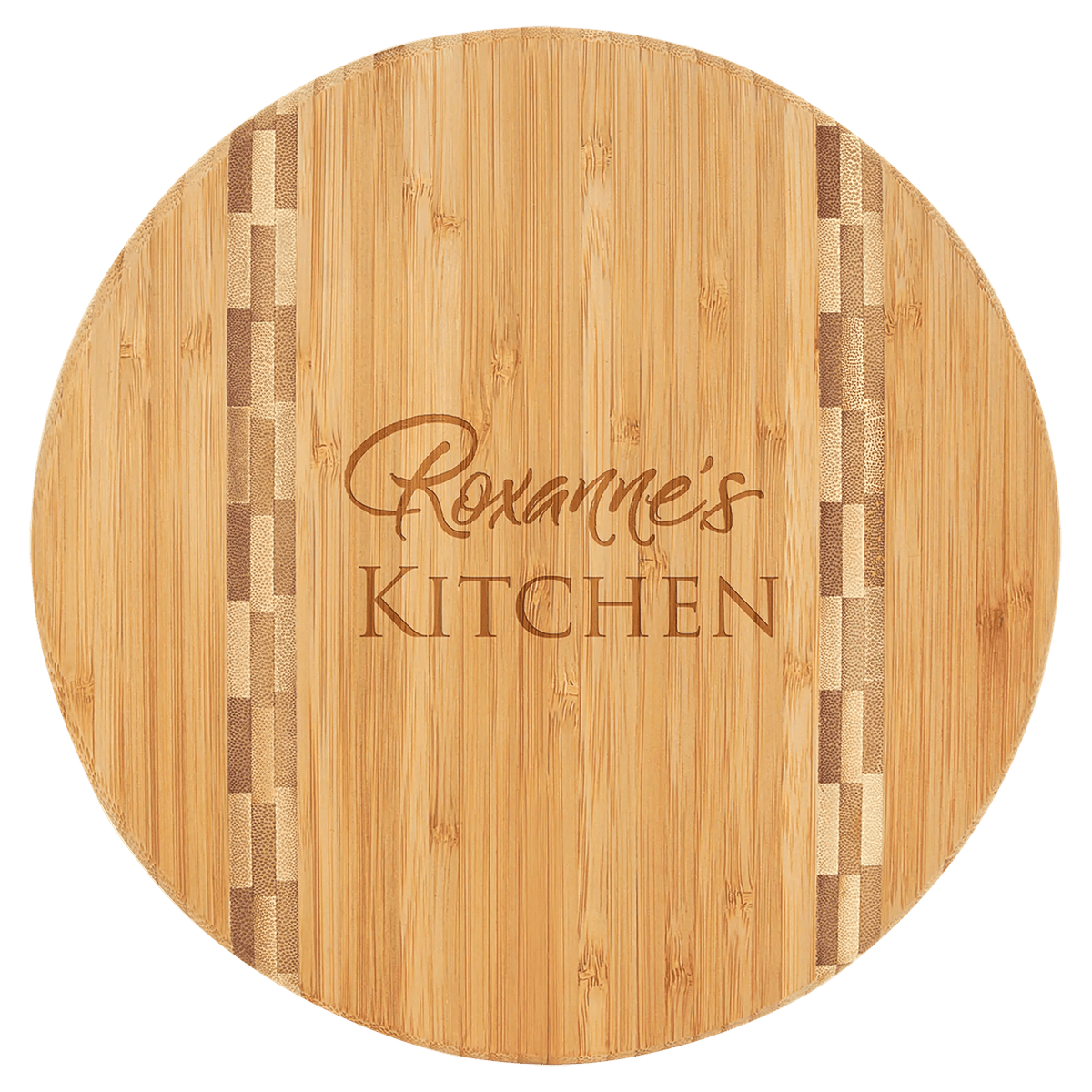 Personalized Bamboo Cutting Board with Butcher Block Inlay - Smalltown Connetchin