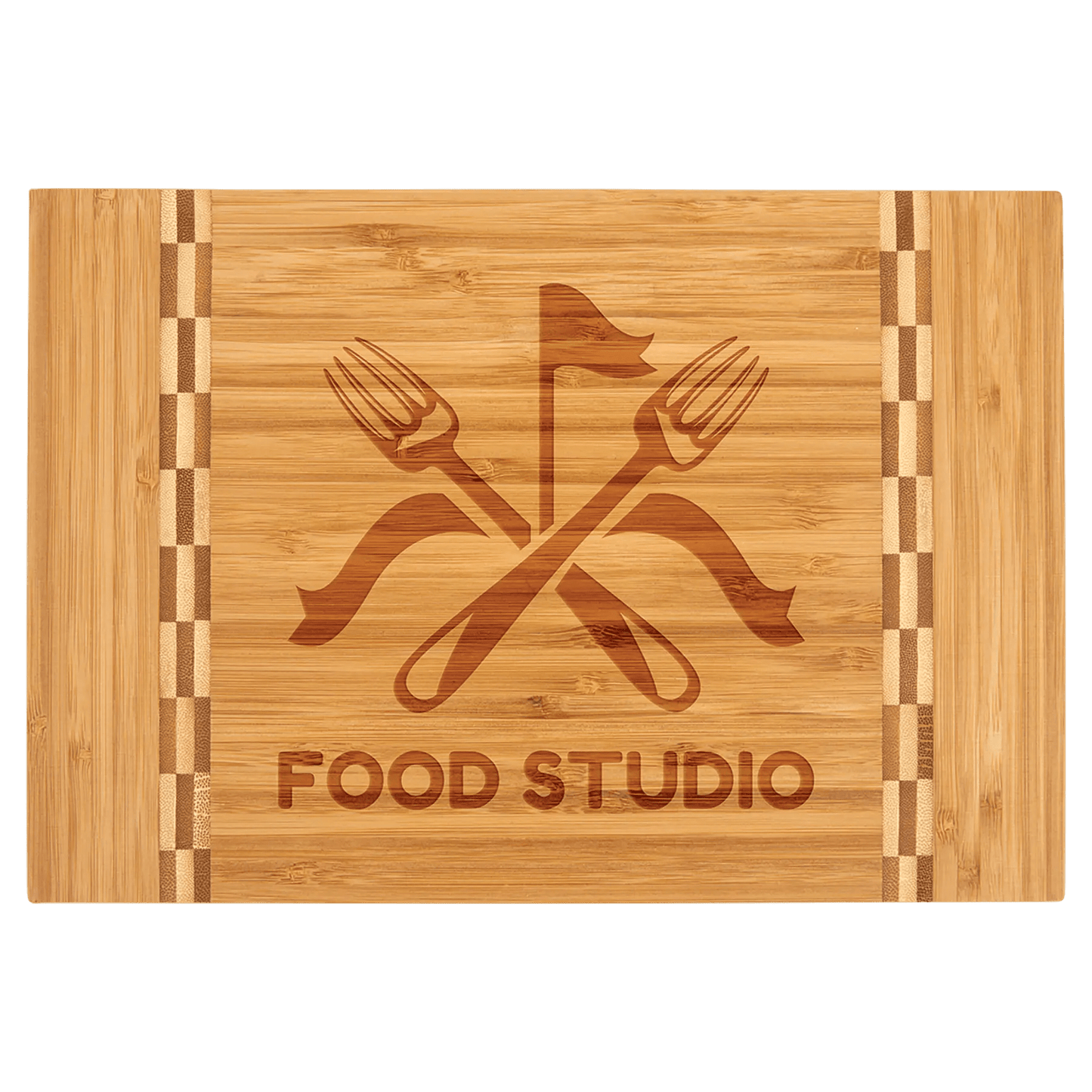 Personalized Bamboo Cutting Board with Butcher Block Inlay - Smalltown Connetchin