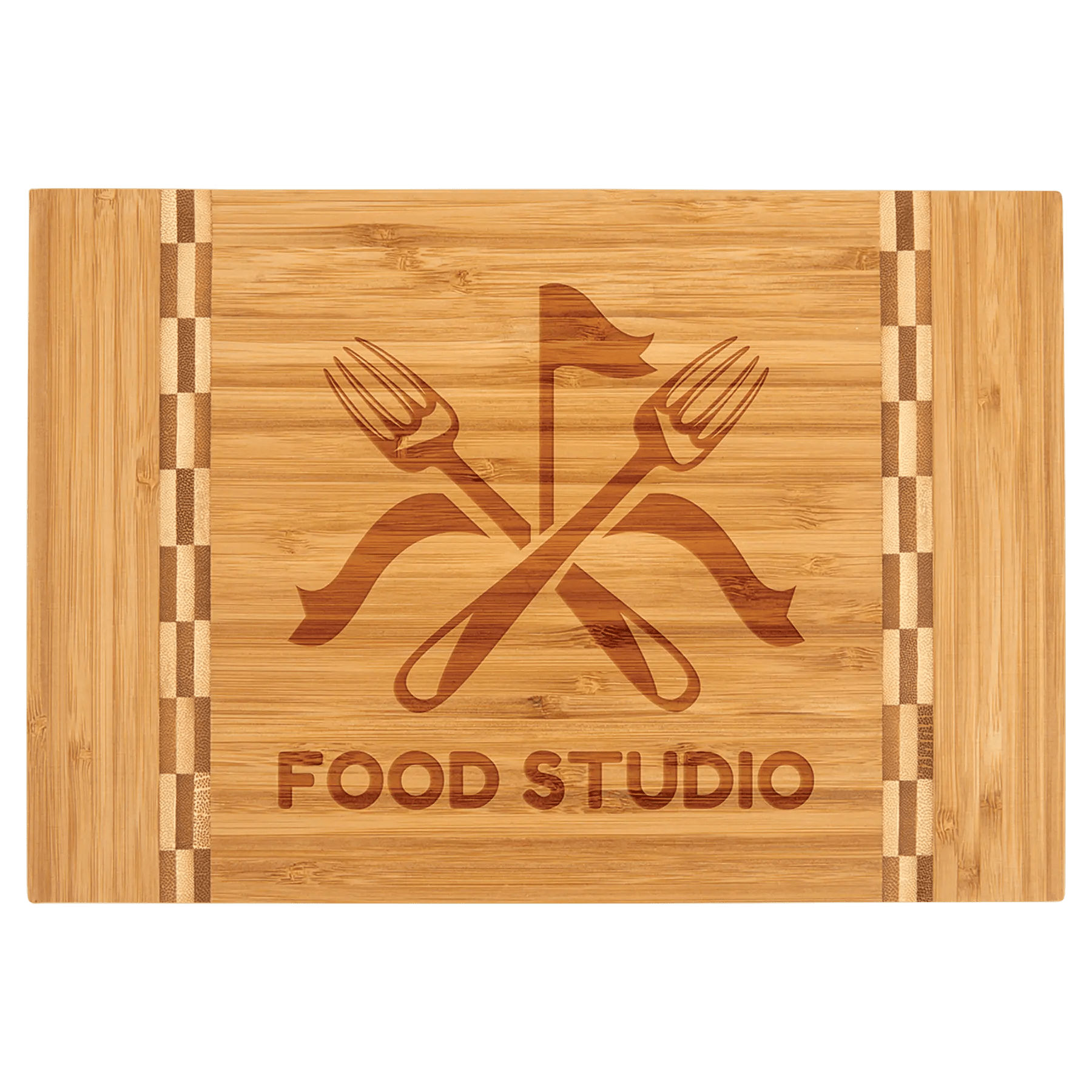 Personalized Bamboo Cutting Board with Butcher Block Inlay - Smalltown Connetchin