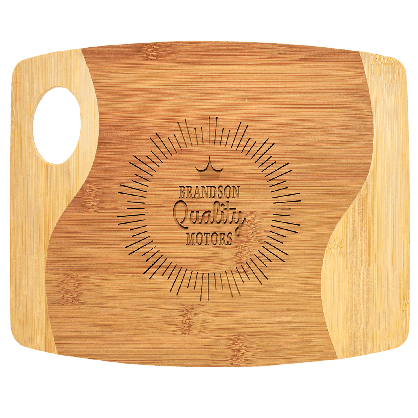 Personalized Bamboo Cutting Board with Handle - Smalltown Connetchin