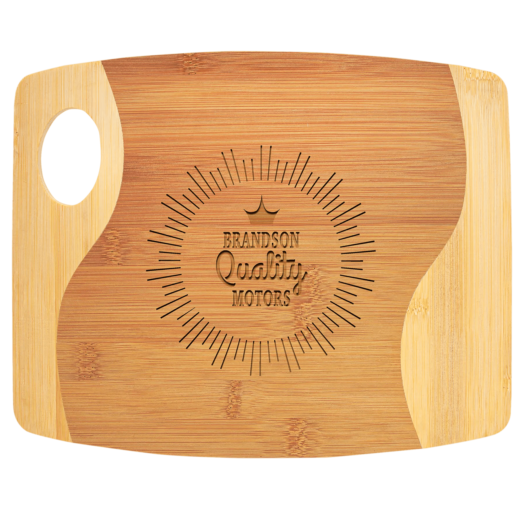 Personalized Bamboo Cutting Board with Handle - Smalltown Connetchin