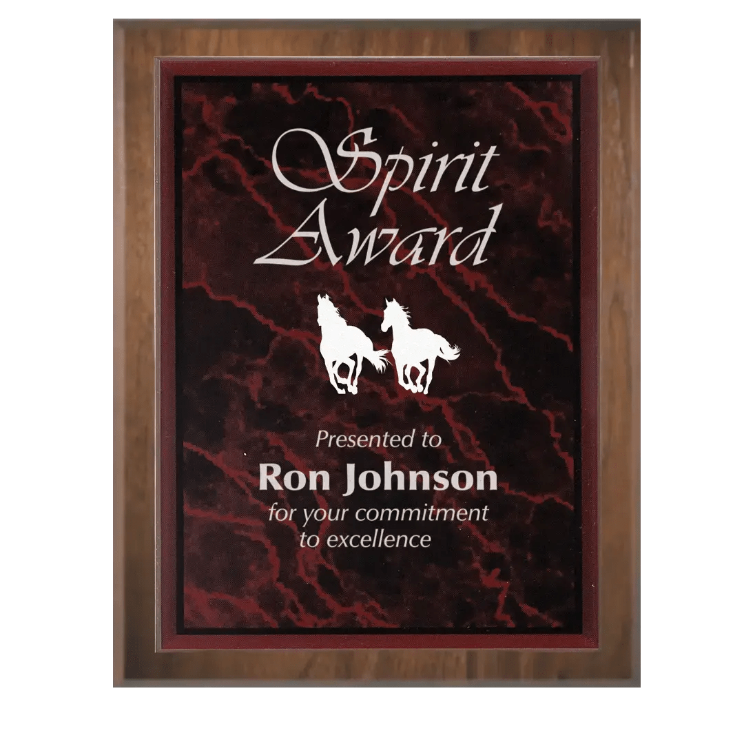 Precision Walnut Personalized Plaque with (Optional) Marble Acrylic Plate - Smalltown Connetchin
