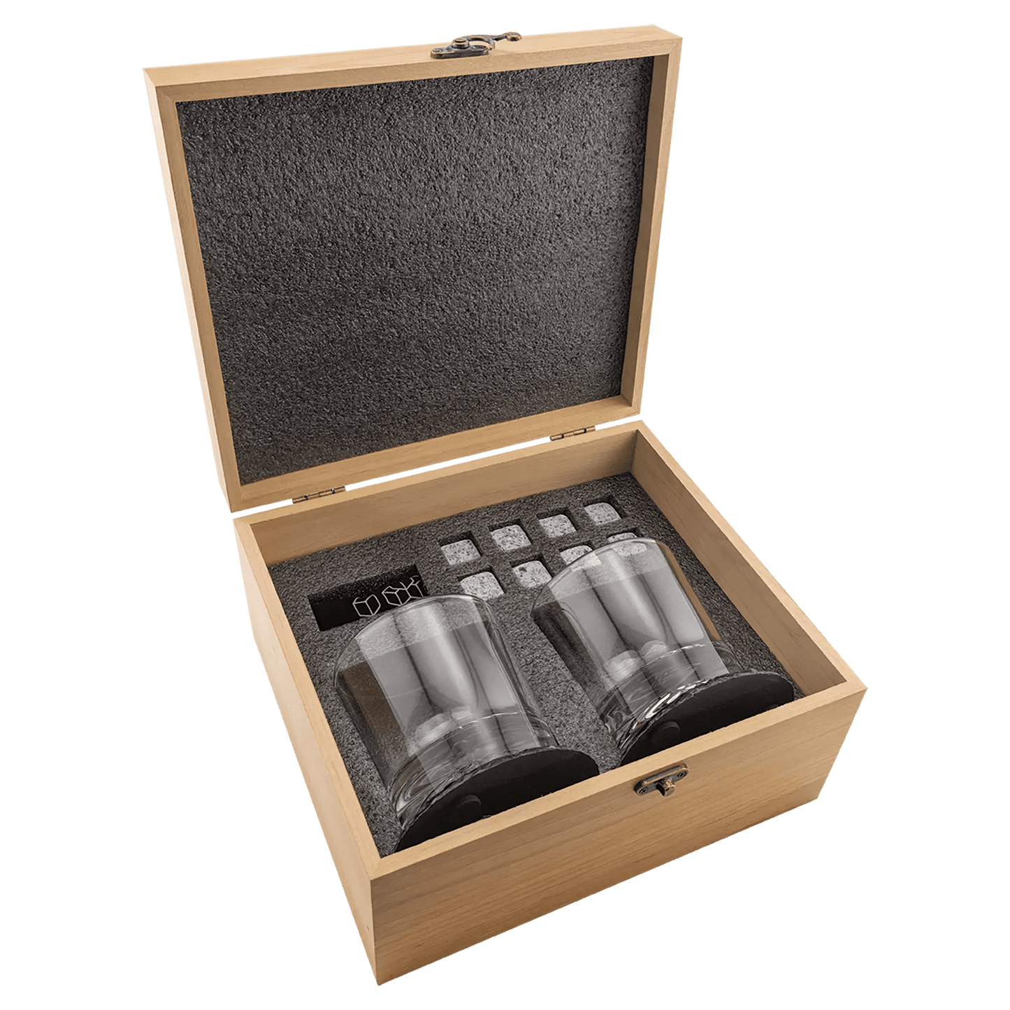 Premium Custom Etched Red Alder Whiskey Set with Slate Coasters and Granite Stones - Smalltown Connetchin