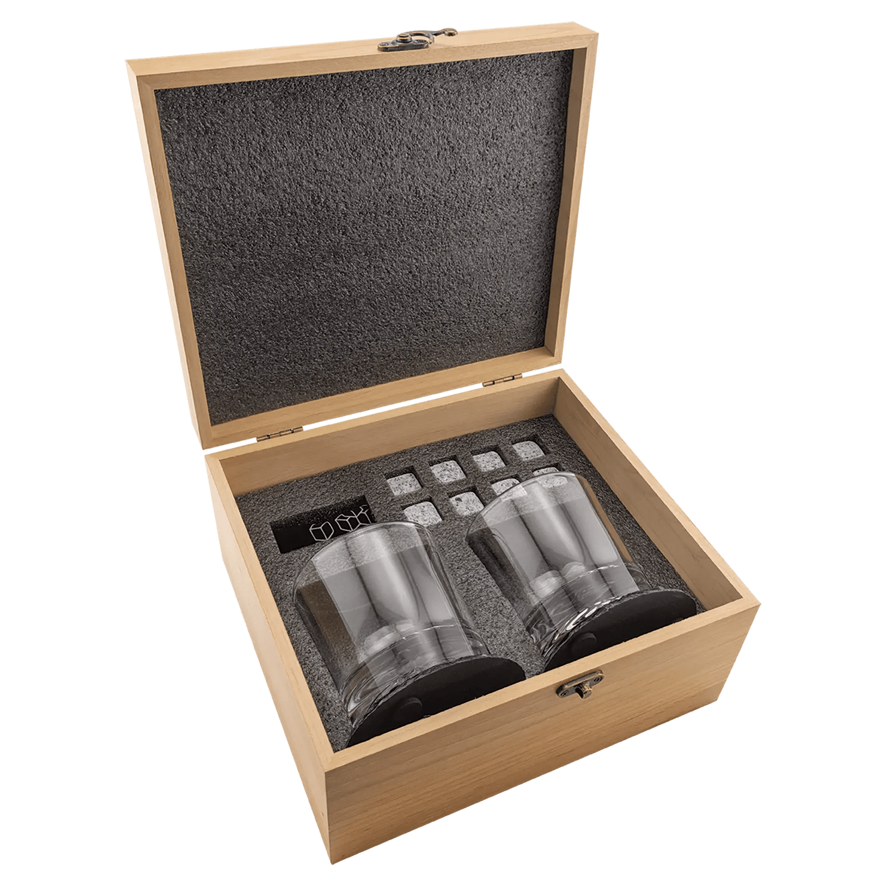 Premium Custom Etched Red Alder Whiskey Set with Slate Coasters and Granite Stones - Smalltown Connetchin