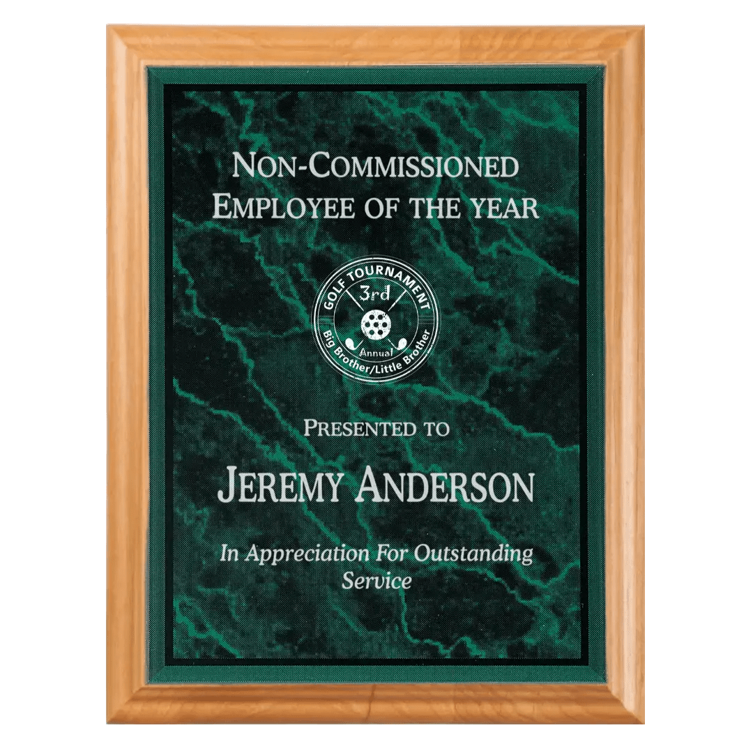Premium Red Alder Personalized Plaque with (Optional) Marble Acrylic Plate - Smalltown Connetchin