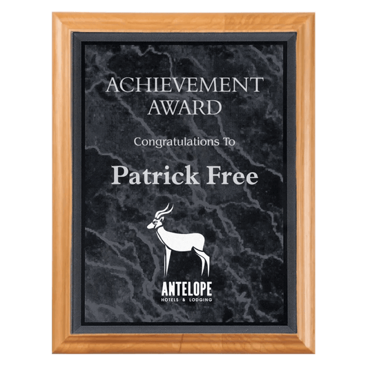 Premium Red Alder Personalized Plaque with (Optional) Marble Acrylic Plate - Smalltown Connetchin